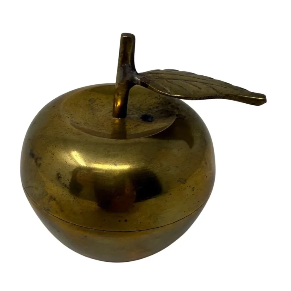 Vintage‎ Solid Brass Apple Figurine Paperweight 3.25
